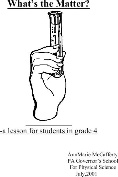 What's The Matter? Lesson Plan
