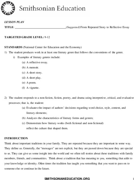 Family Traditions Lesson Plan