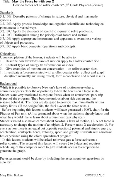 May The Force Be With You Lesson Plan