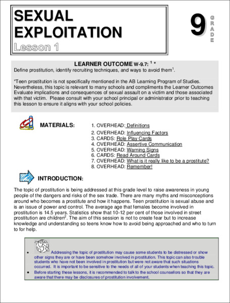 Sexual Exploitation Lesson Plan