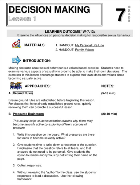 Decision Making Lesson Plan