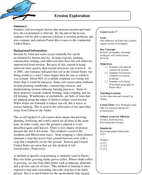 Erosion Exploration Lesson Plan