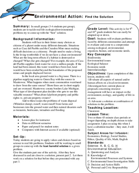Environmental Action Lesson Plan