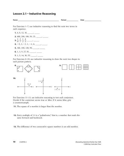 Inductive Reasoning Worksheet