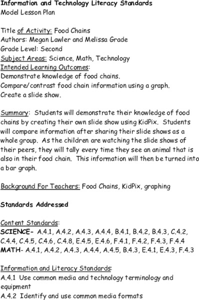 Food Chains Lesson Plan