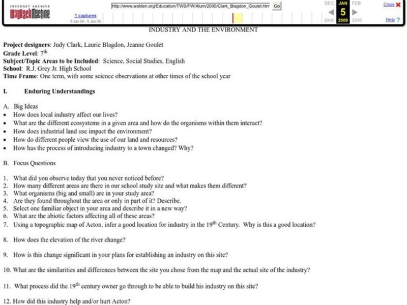 INDUSTRY AND THE ENVIRONMENT Lesson Plan