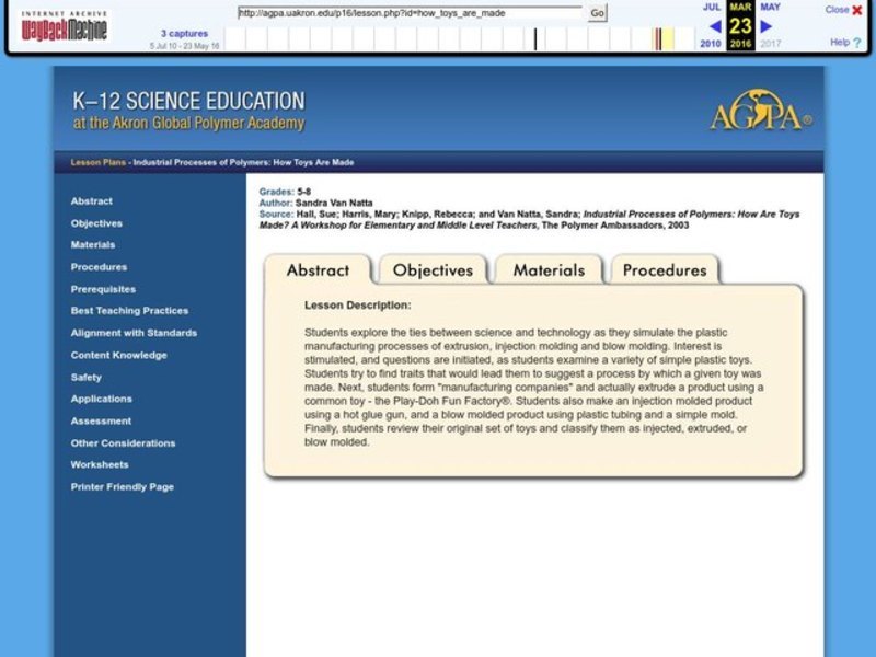 Industrial Processes of Polymers: How Toys Are Made Lesson Plan