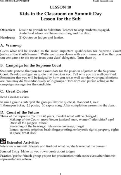 Kids in the Classroom on Summit Day Lesson Plan