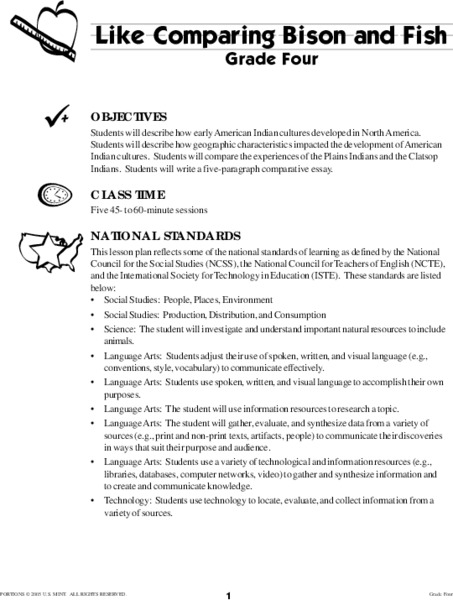 Like Comparing Bison and Fish Lesson Plan