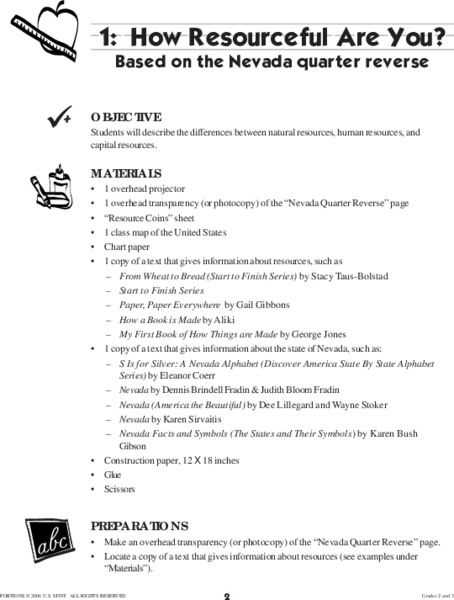 How Resourceful Are You? Lesson Plan