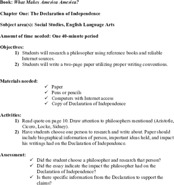 The Declaration of Independence Lesson Plan