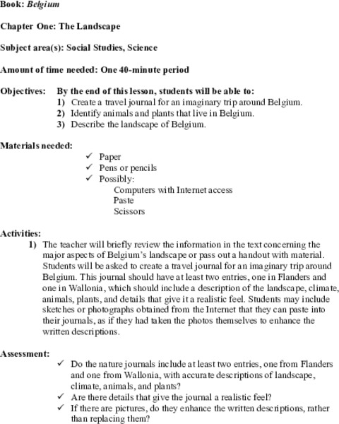 Belgium Lesson Plan