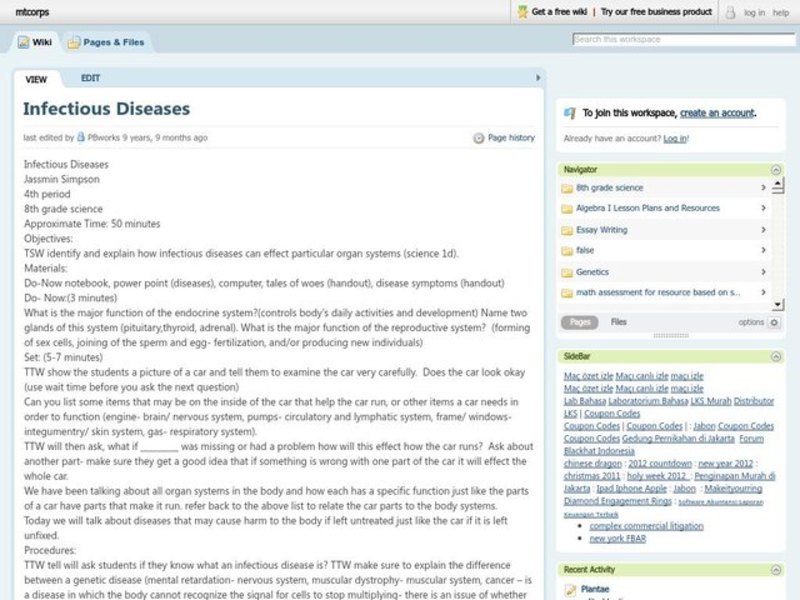 Infectious Diseases Lesson Plan