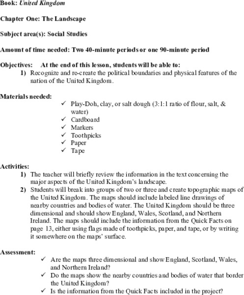 United Kingdom Lesson Plan