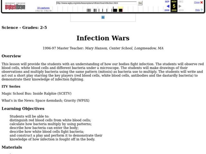 Infection Wars Lesson Plan