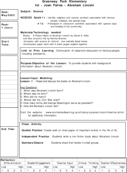 Abraham Lincoln Lesson Plan