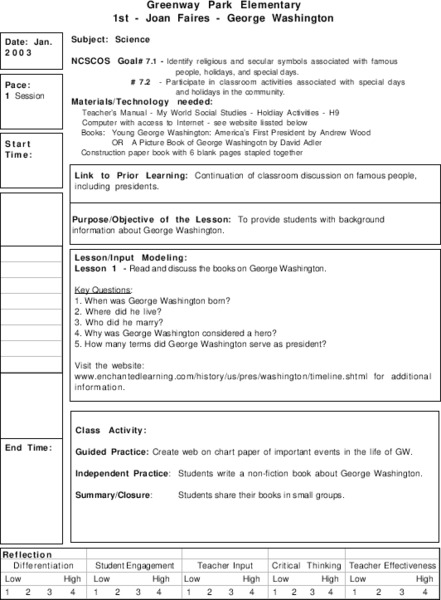 George Washington Lesson Plan