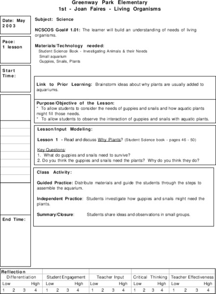 Living Organisms Lesson Plan