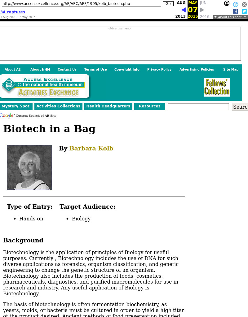 Biotech in a Bag Lesson Plan