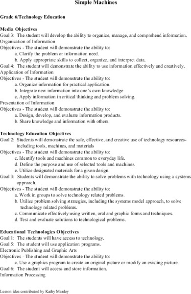 Simple Machines Lesson Plan