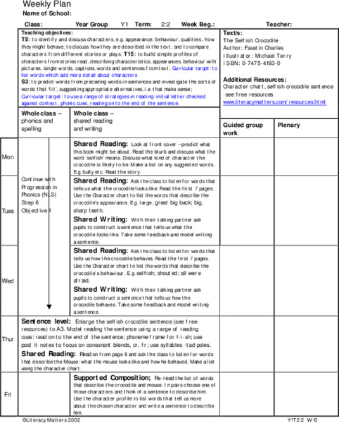 "The Selfish Crocodile" Lesson Plan