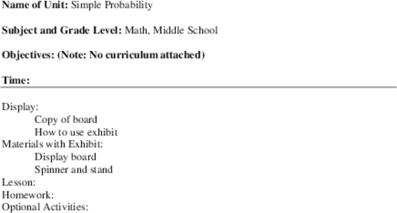Simple Probability Lesson Plan