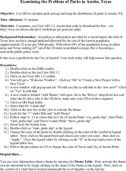 Park Problems Lesson Plan