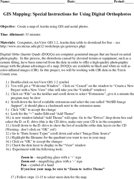 GIS Mapping: Special Instructions for Using Digital Orthophotos Lesson Plan