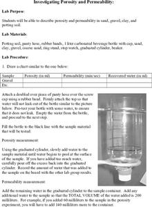 Investigating Porosity and Permeability Lesson Plan