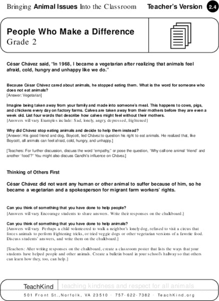 People Who Make a Difference Worksheet