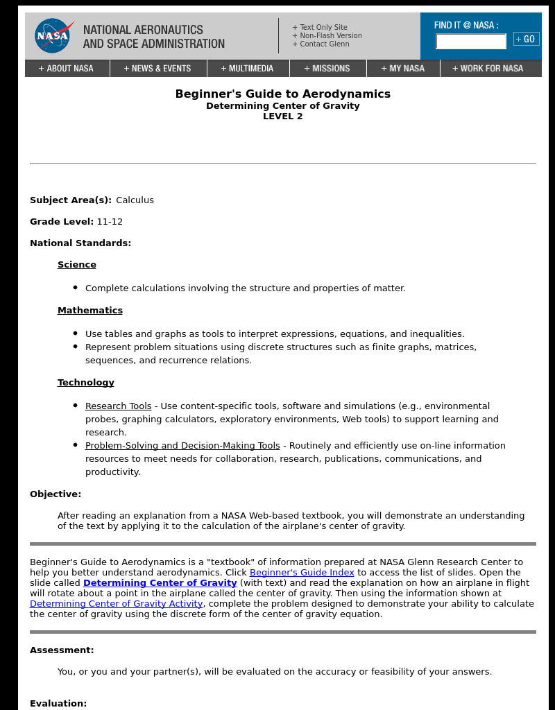 Determining Center of Gravity Lesson Plan