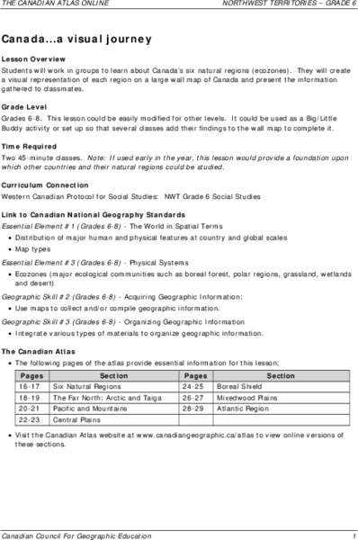 Canada...A Visual Journey Lesson Plan