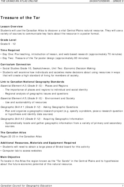 Treasure of the Tar Lesson Plan