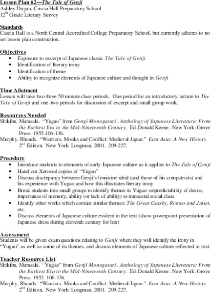 The Tale of Genji Lesson Plan