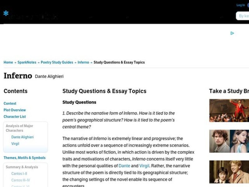 Inferno by Dante Alighieri: Study Guide - Mini Essays Study Guide
