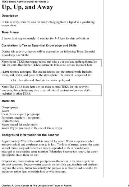 Up, Up, and Away Lesson Plan