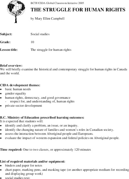 The Struggle for Human Rights Lesson Plan