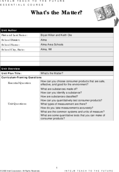 What Is The Matter? Lesson Plan