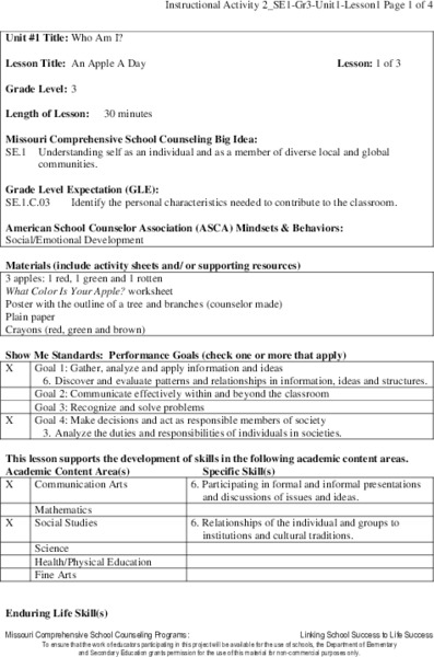 An Apple a Day Lesson Plan