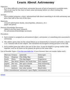 Learn About Astronomy Lesson Plan