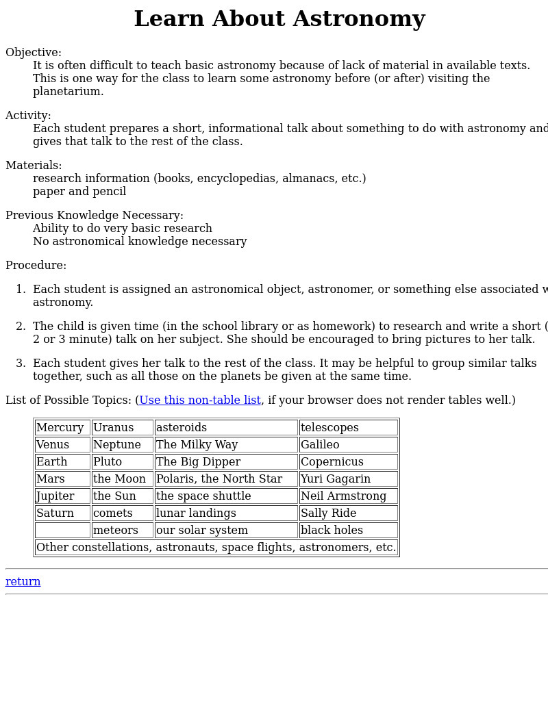 Learn About Astronomy Lesson Plan