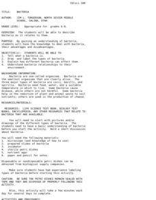 Bacteria Lesson Plan