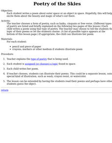 Poetry of the Skies Lesson Plan