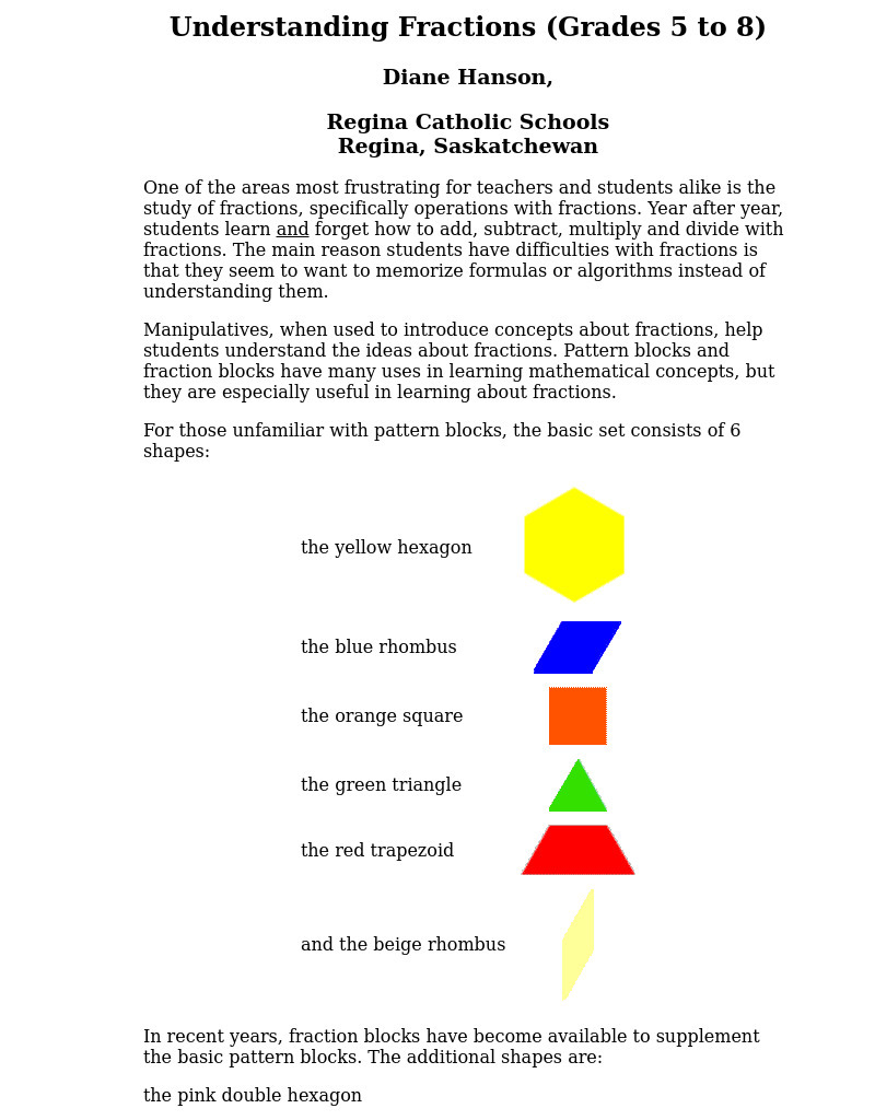 Understanding Fractions Lesson Plan