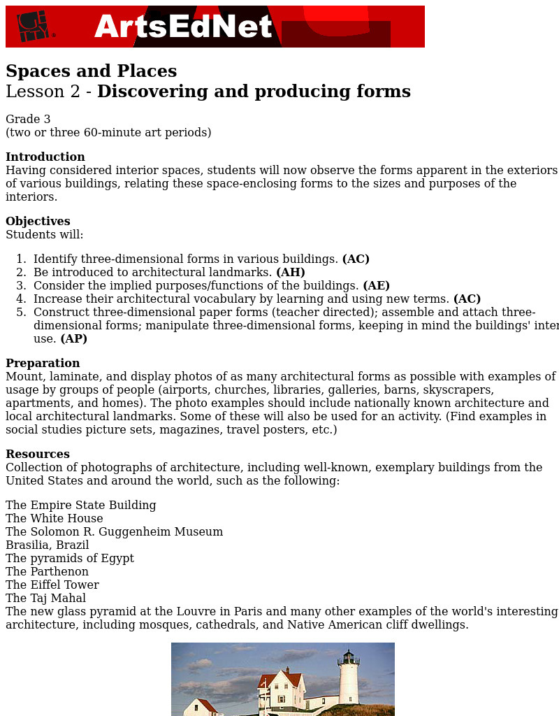 Spaces and Places Lesson Plan