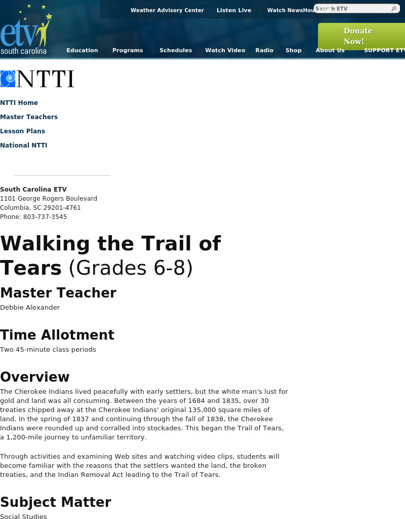 Walking the Trail of Tears Lesson Plan