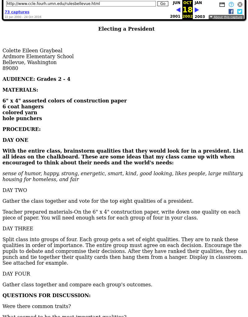 Electing a President Lesson Plan