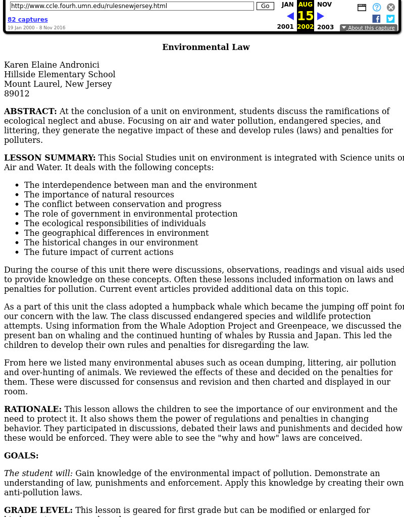 Environmental Law Lesson Plan