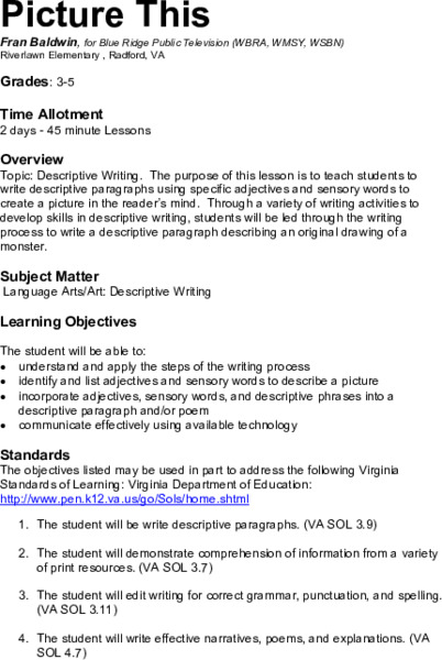 Picture This Lesson Plan