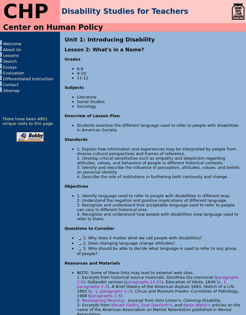 What's In A Name? Lesson Plan